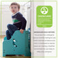 Boy Sitting on Little Partners StepUp Step Stool Turquois
