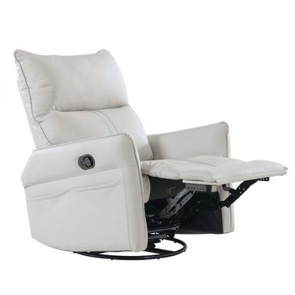 Sunco PU Modern Small Rocking Swivel Recliner Chair, Light Gray