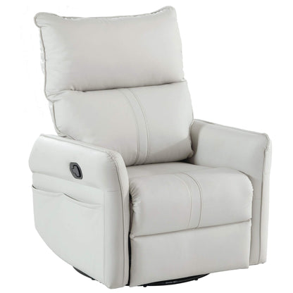 Sunco PU Modern Small Rocking Swivel Recliner Chair, Light Gray