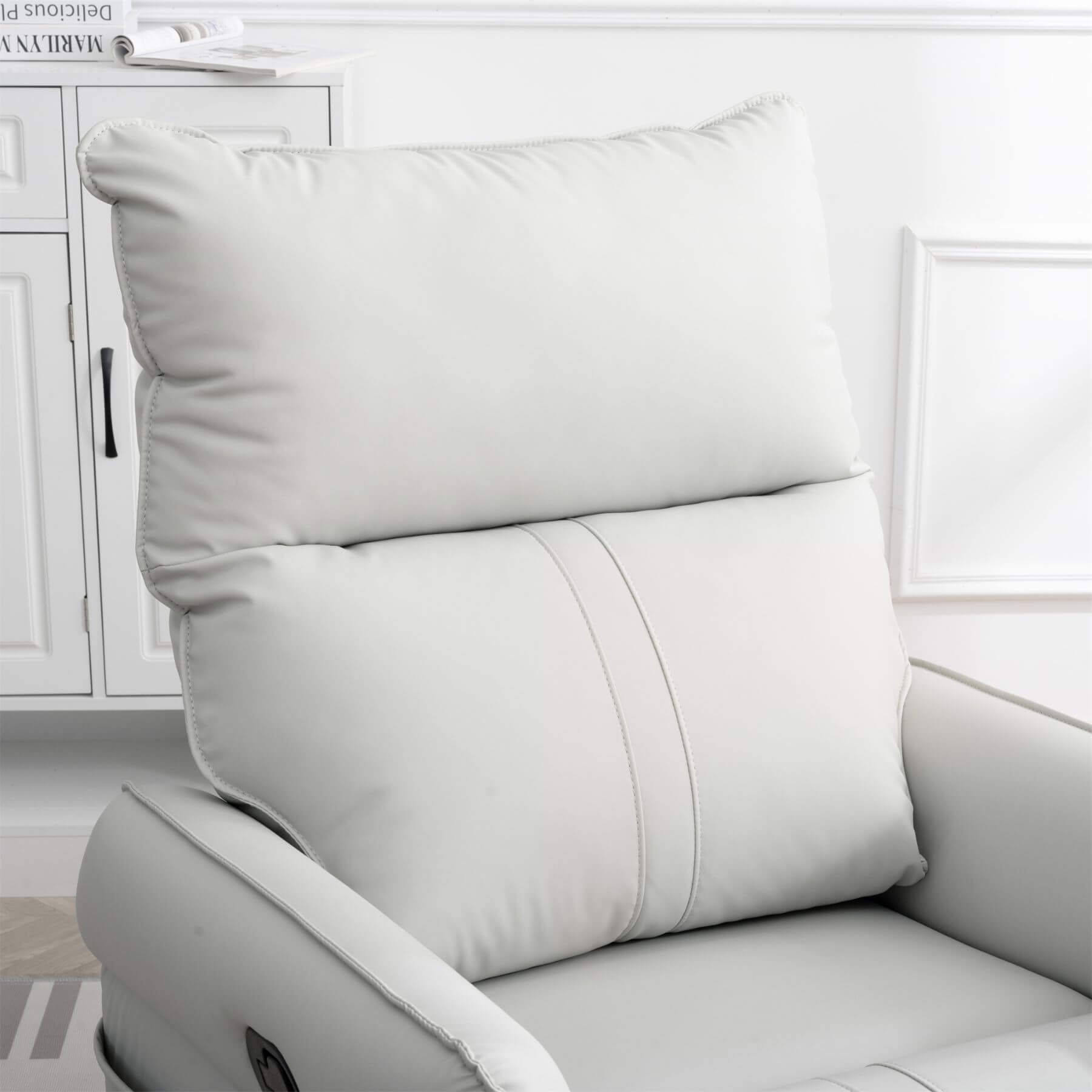 Sunco PU Modern Small Rocking Swivel Recliner Chair, Light Gray in a room setting