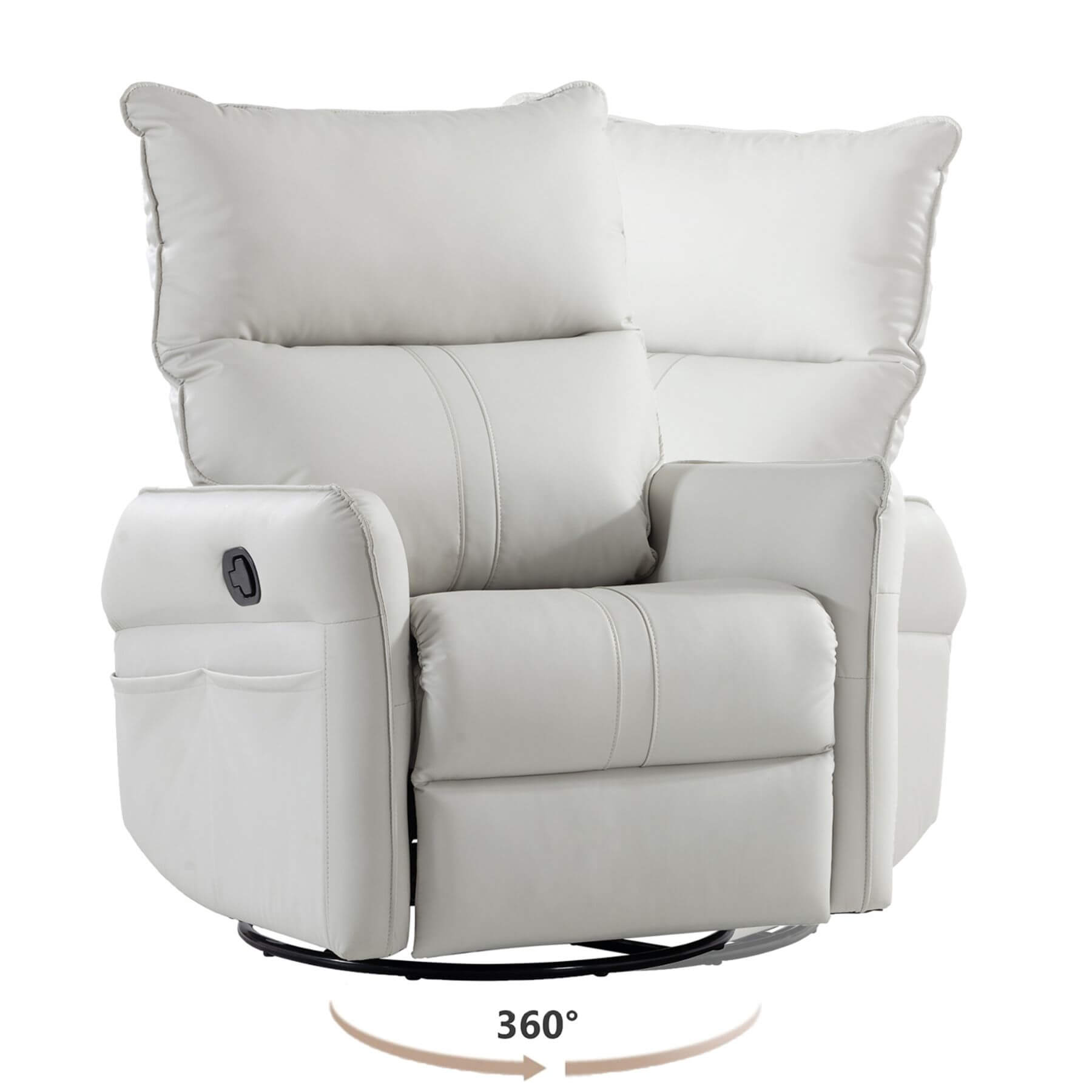Sunco PU Modern Small Rocking Swivel Recliner Chair, Light Gray