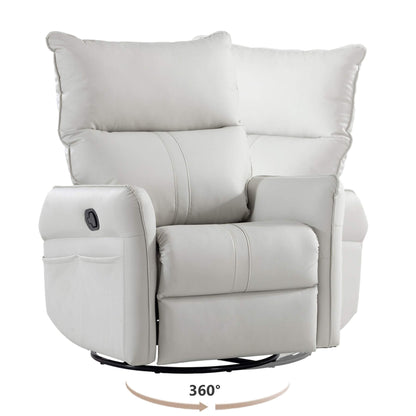 Sunco PU Modern Small Rocking Swivel Recliner Chair, Light Gray