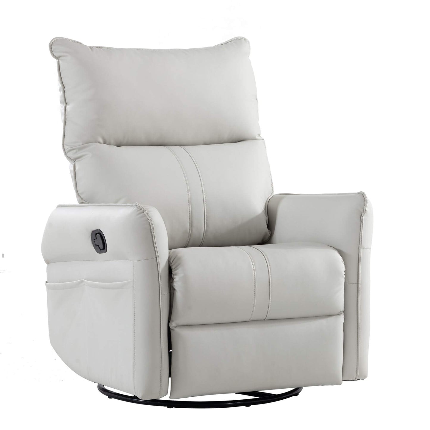 Sunco PU Modern Small Rocking Swivel Recliner Chair, Light Gray