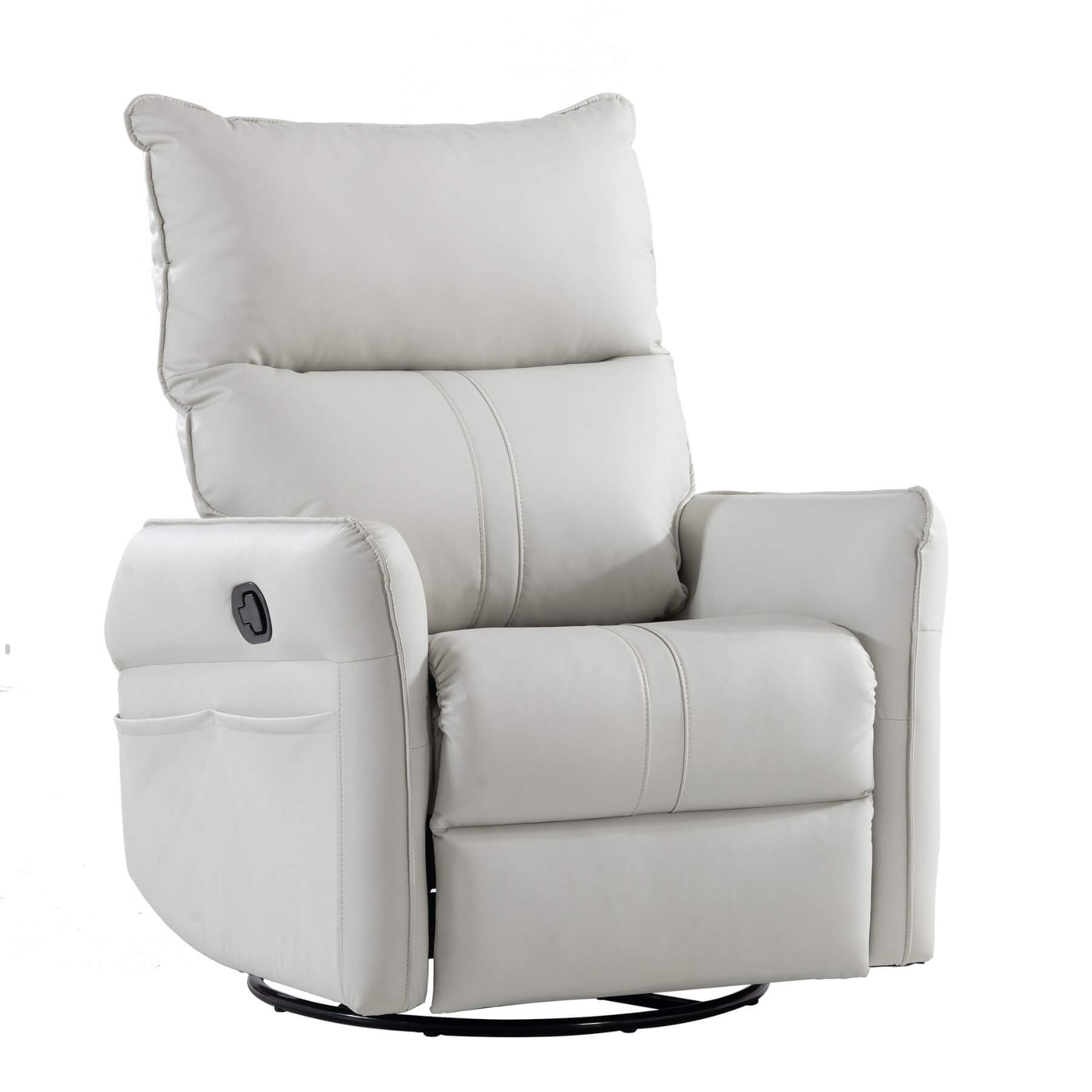 Sunco PU Modern Small Rocking Swivel Recliner Chair, Light Gray