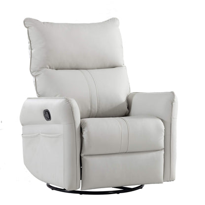 Sunco PU Modern Small Rocking Swivel Recliner Chair, Light Gray
