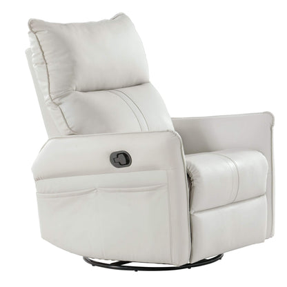 Sunco PU Modern Small Rocking Swivel Recliner Chair, Light Gray