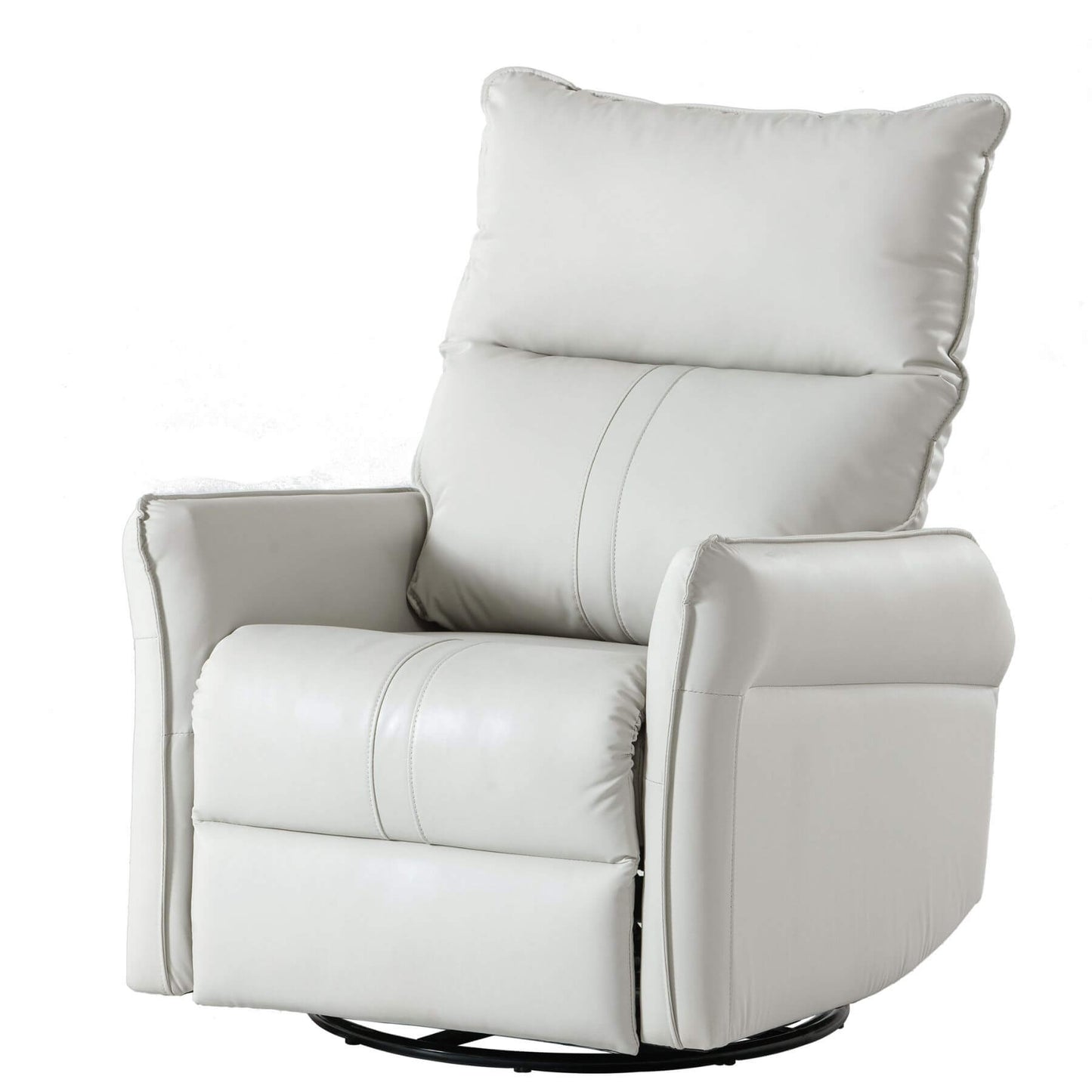 Sunco PU Modern Small Rocking Swivel Recliner Chair, Light Gray