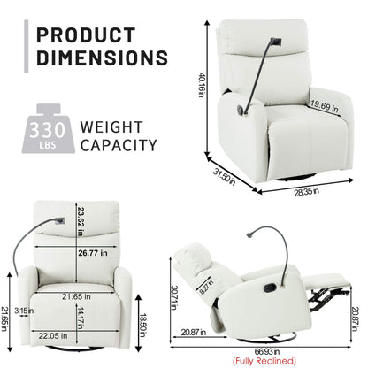 Light Gray recliner chair with dimensions and weight capacity displayed