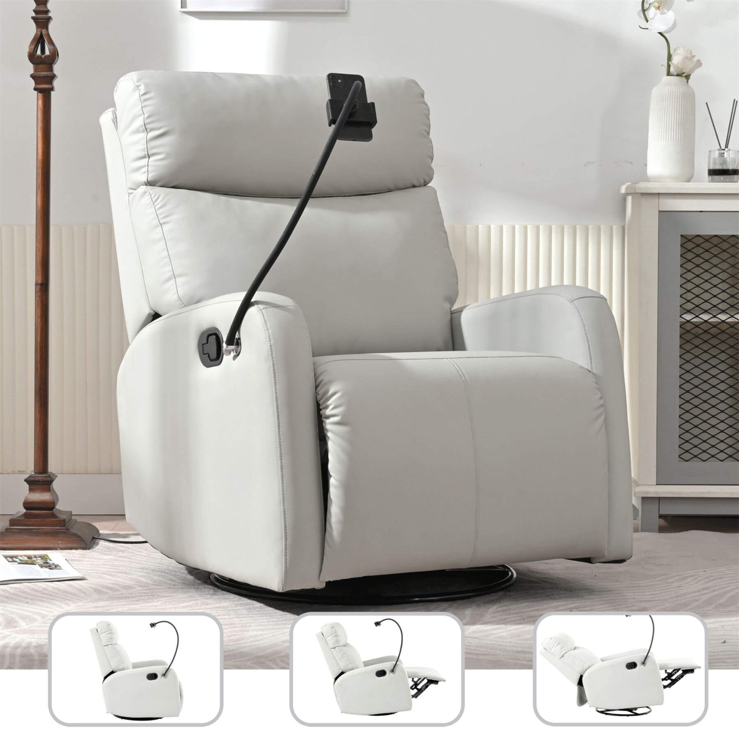 Sunco Swivel Rocker Recliner Chair - Light Gray in a living room setting.