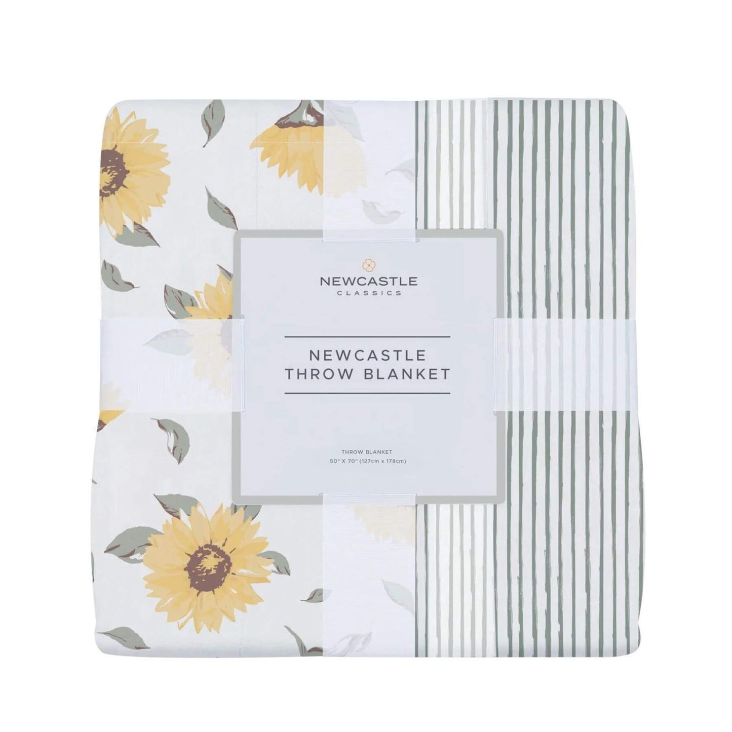 Sunflower Farm and Sage Green Stripe Newcastle Throw Blanket