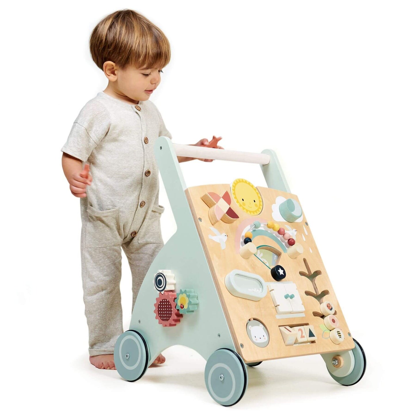Child pushing Tender Leaf Sunshine Baby Activity Walker