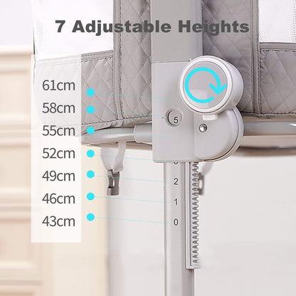 Adjustable height bracket for a bed with measurement scale