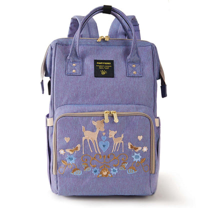 Sunveno Classic Embroidered Diaper Backpack - Purple Deer