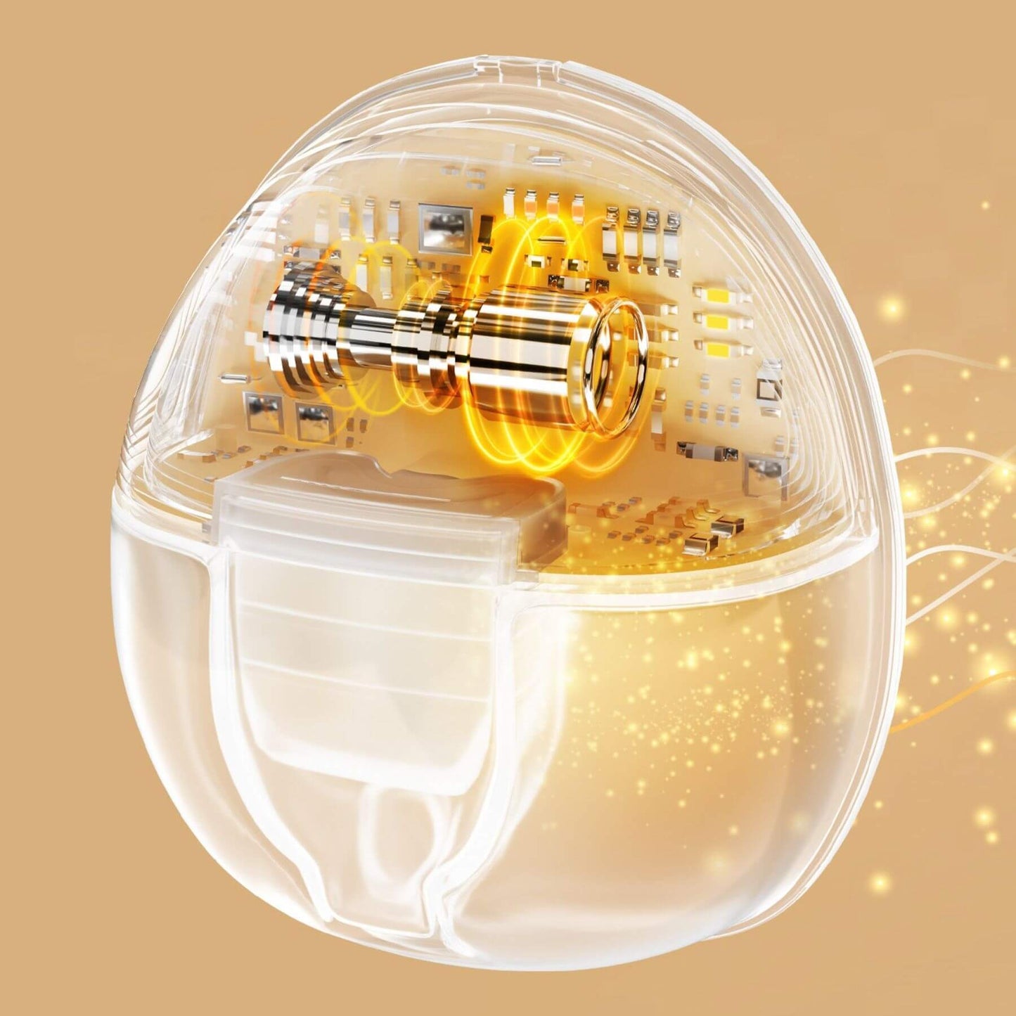 Cutaway view of a transparent Sunveno Hands-Free Wearable Electric Breast Pump