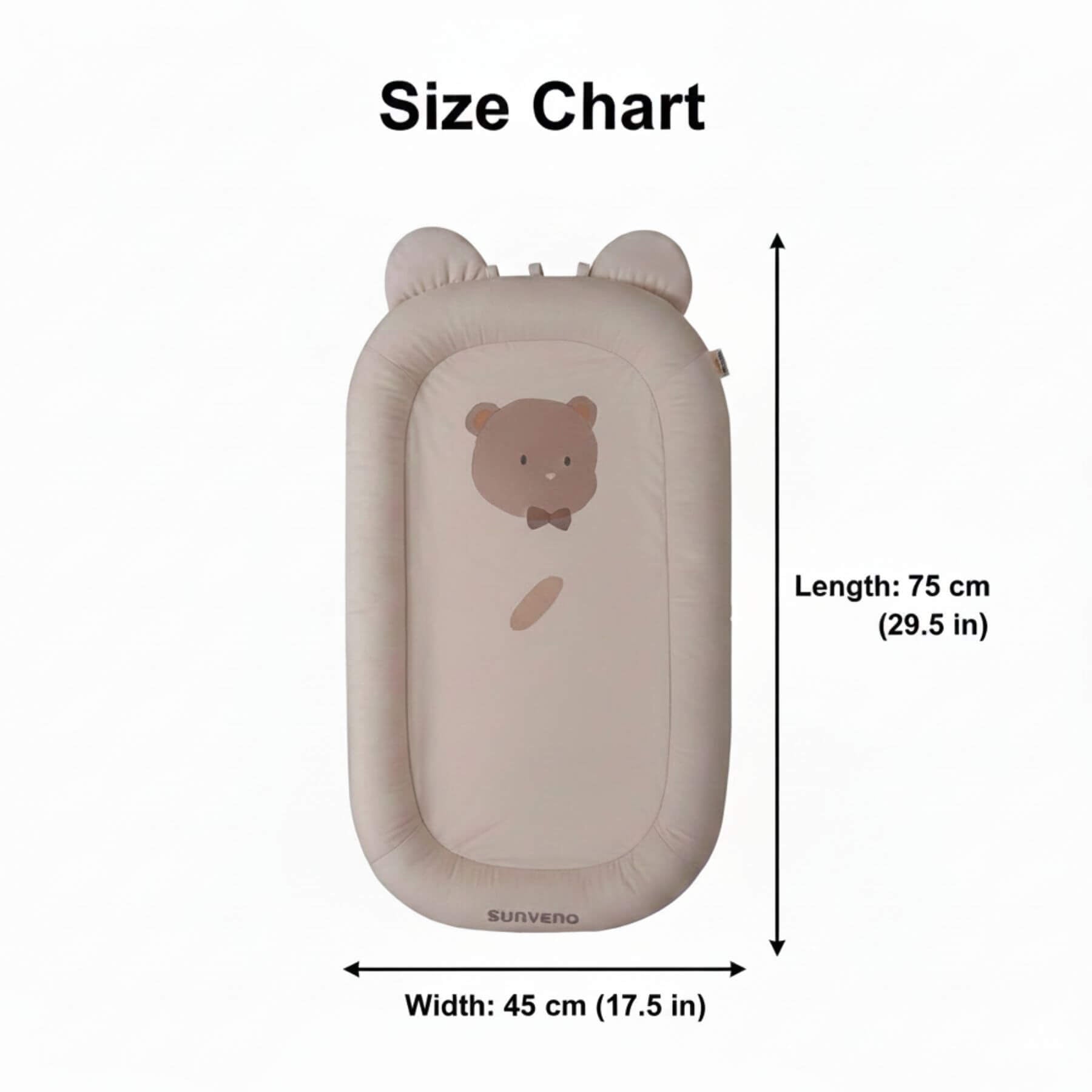 Sunveno Baby Lounger for Newborns - Brown with dimensions