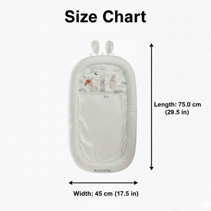 Sunveno Baby Lounger for Newborns - White with dimensions