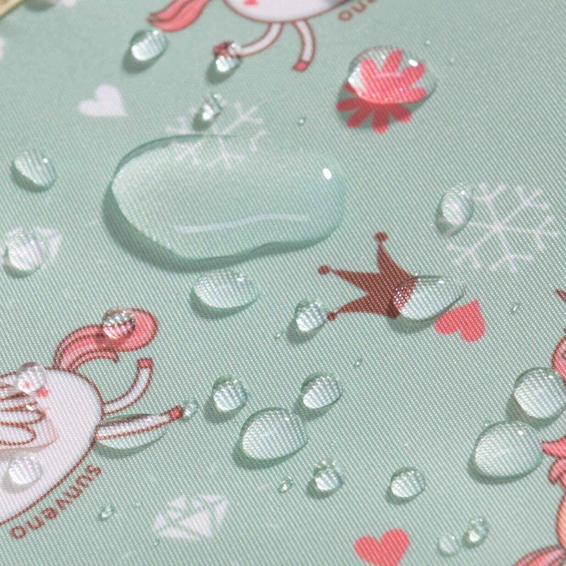 Close-up of Sunveno Timeless Baby Diaper Backpack - Green Unicorn