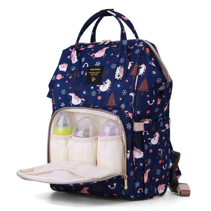 Sunveno Timeless Baby Diaper Backpack - Navy Unicorn with 3 bottles