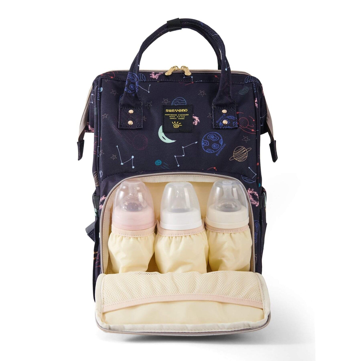 Sunveno Timeless Baby Diaper Backpack - Night Sky with 3 bottles