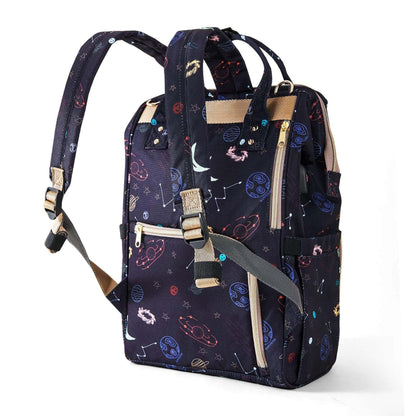 Back view of Sunveno Timeless Baby Diaper Backpack - Night Sky