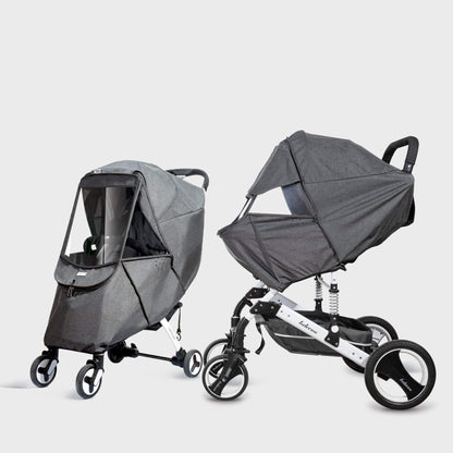 Sunveno Universal Stroller Cover Gray on two strollers
