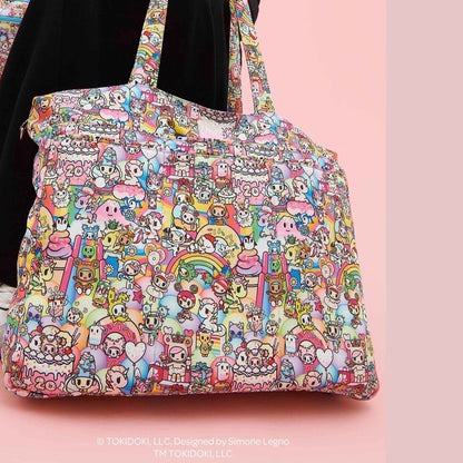 tokidoki Super Be Diaper Bag Tote on a pink background