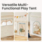 Versatile multi-functional play tent with interactive large window, spacious space, and arched side door.