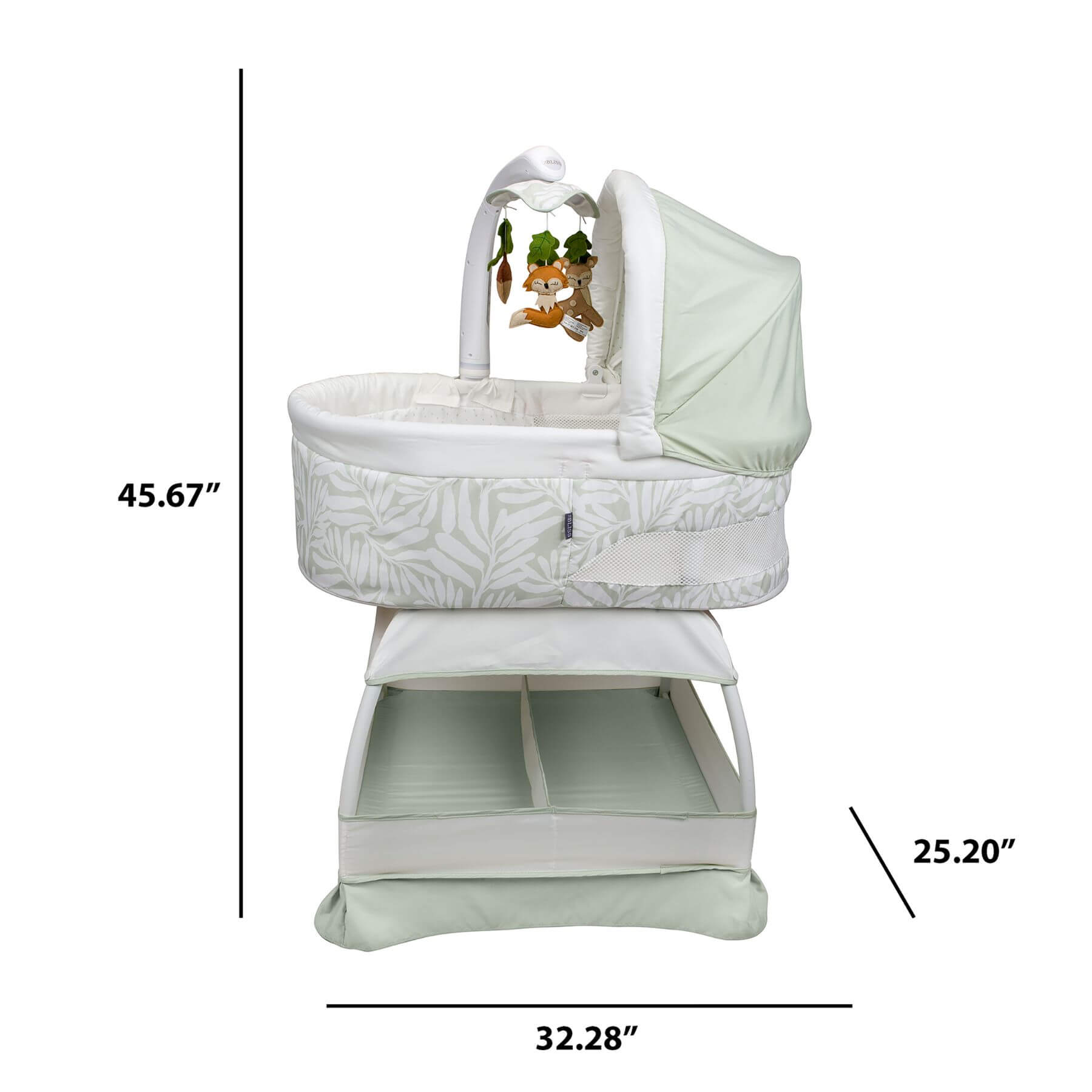 TruBliss Sweetli Calm Bassinet Sage Fern Leaves