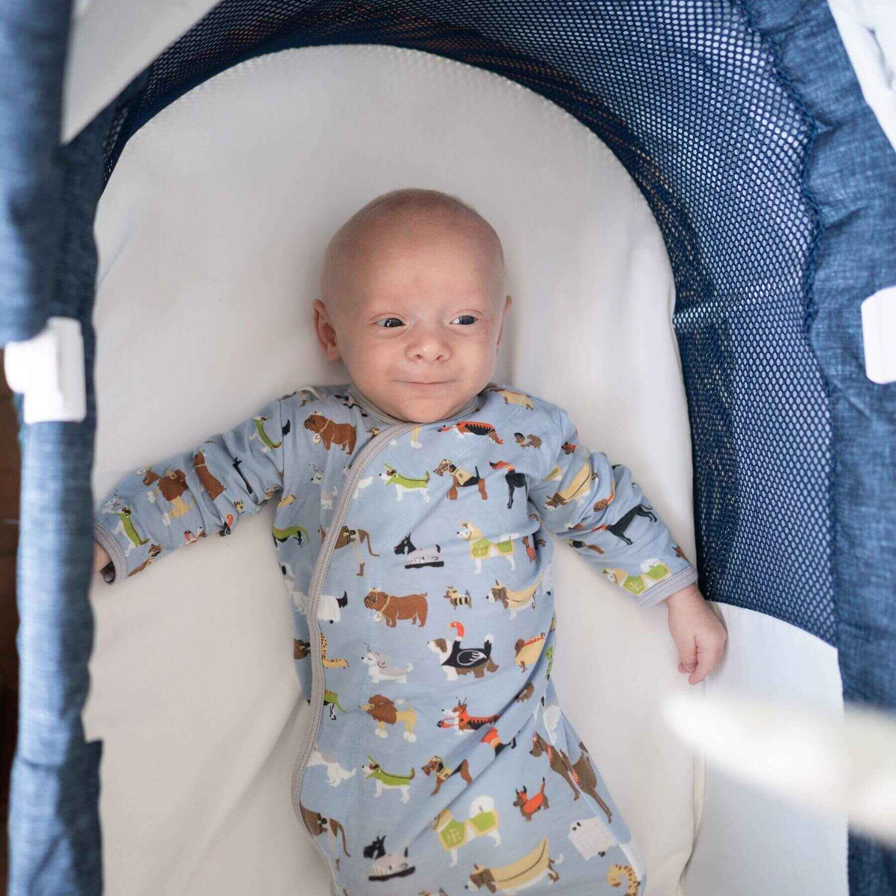 Baby Sleeping in TruBliss Sweetli Nurture Bassinet Denim Melange