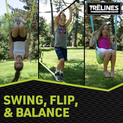 Kids Playing Trelines Swingset Gymnastics Line 36ft