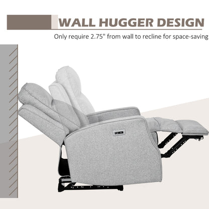 HOMCOM Electric Power Nursery Recliner | Gray Linen Upholstery Armchair