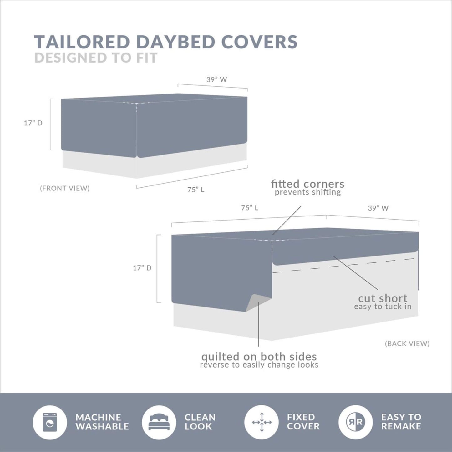 Tailored Daybed Covers Dimensions