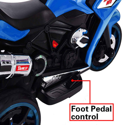 Close-up of Tamco 12V Kids Electric Ride On Motorcycle - Blue