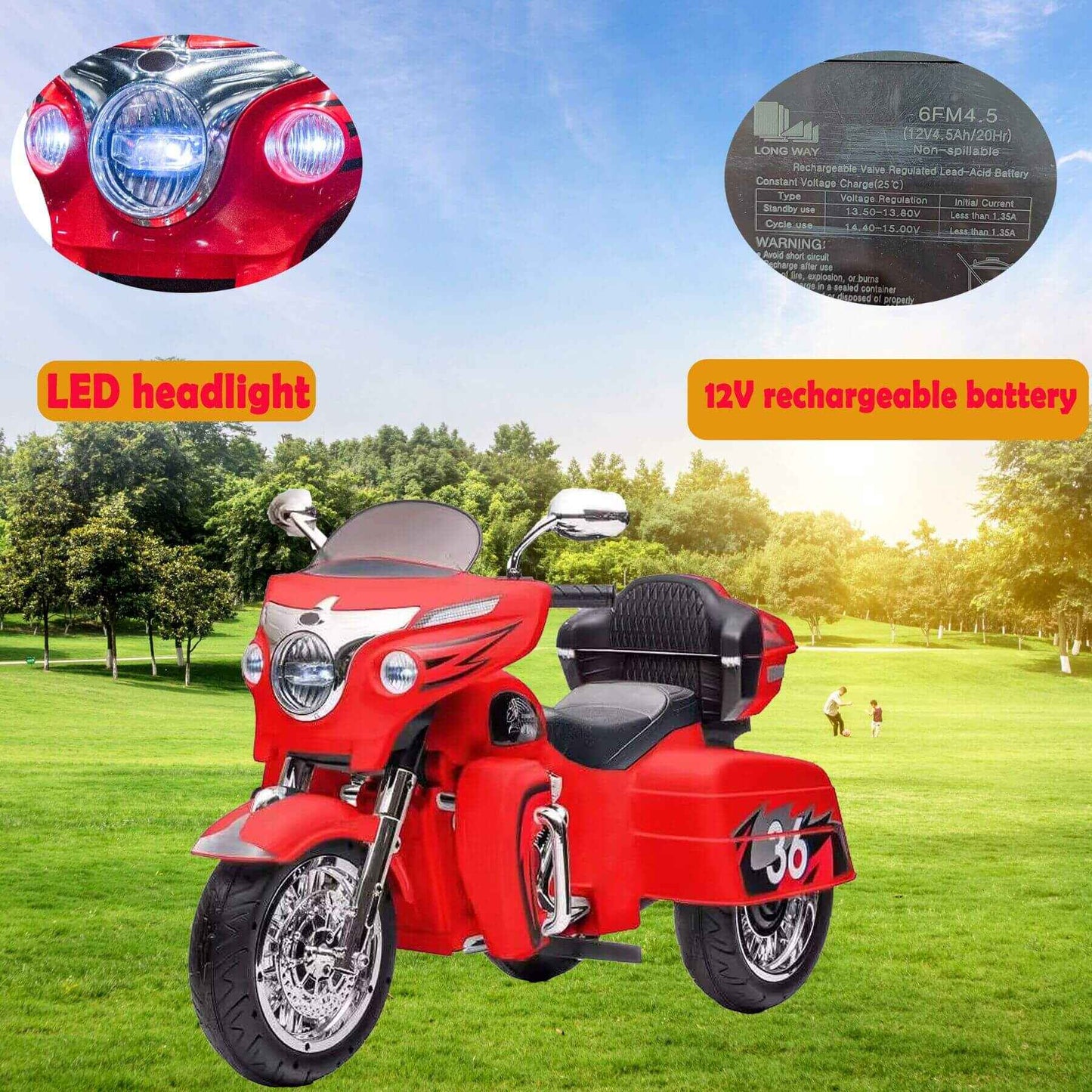 Tamco 12V Kids Electric Ride On Motorcycle - Red in natural