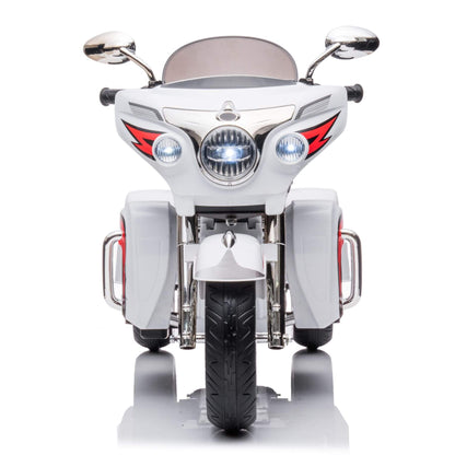Front view of Tamco 12V Kids Electric Ride On Motorcycle - White