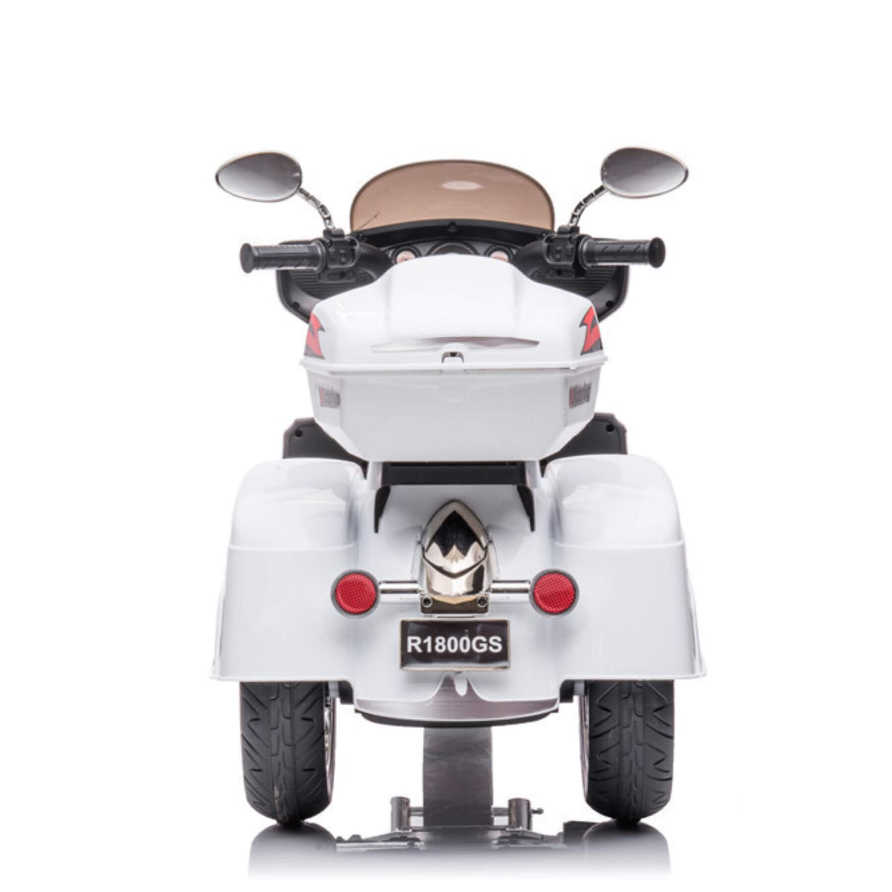 Back view of Tamco 12V Kids Electric Ride On Motorcycle - White