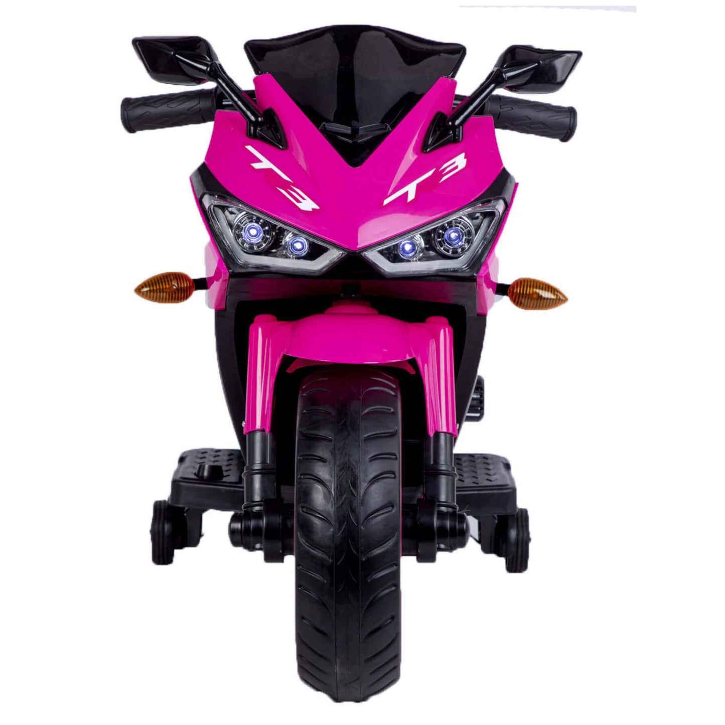 Front view of Tamco Kids 12V Motorcycle with Training Wheels - Pink