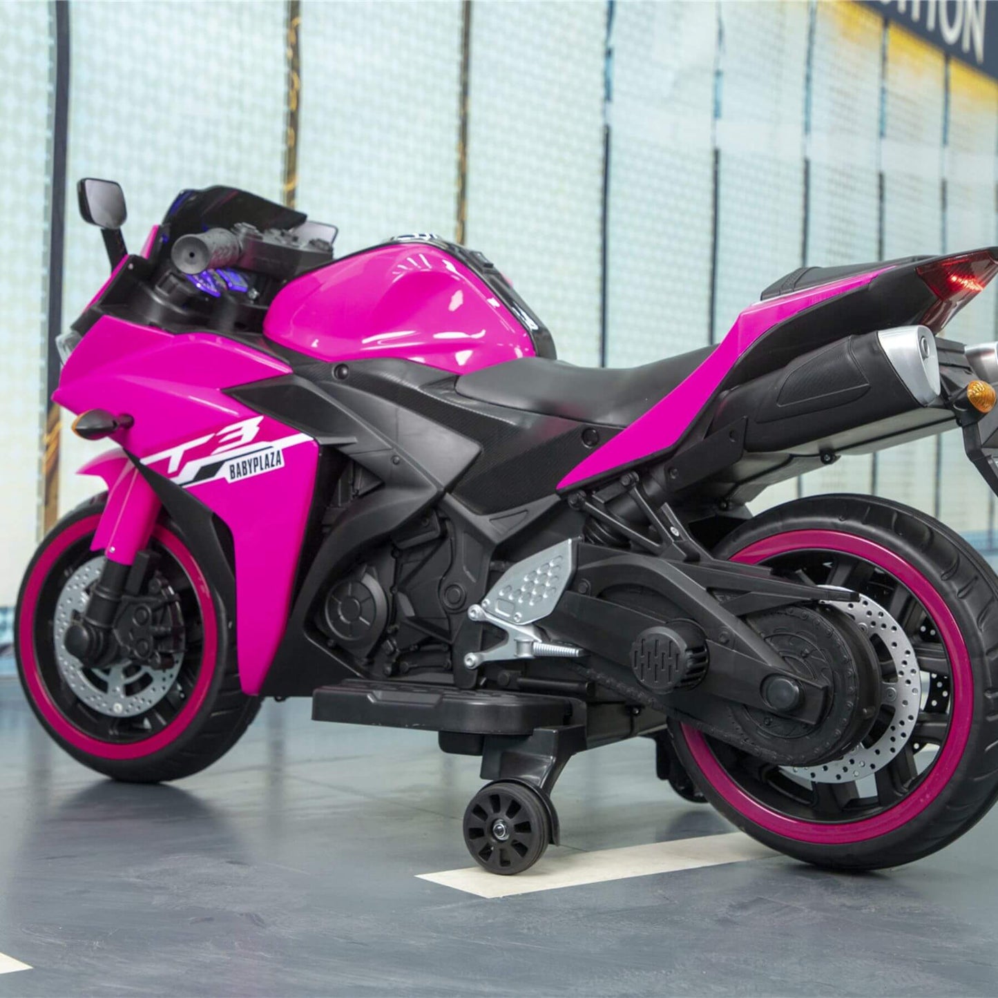 Tamco Kids 12V Motorcycle with Training Wheels - Pink