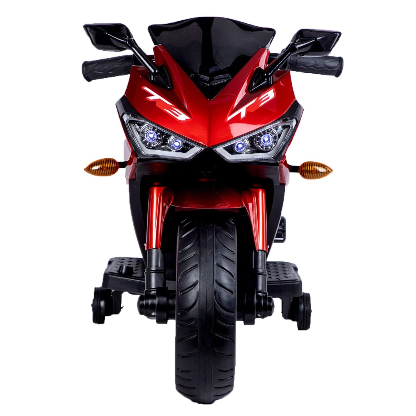 Front view of Tamco Kids 12V Motorcycle with Training Wheels - Red