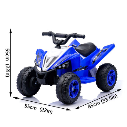 Tamco Kids Dual Motor Electric Ride On Toy - Blue with dimensions indicated on a white background