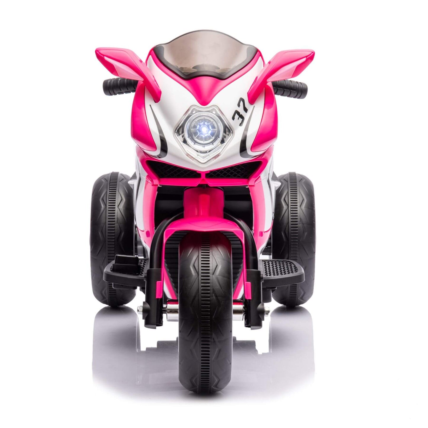Front view of Child sitting on Tamco 6V Kids Electric Motorcycle - Pink