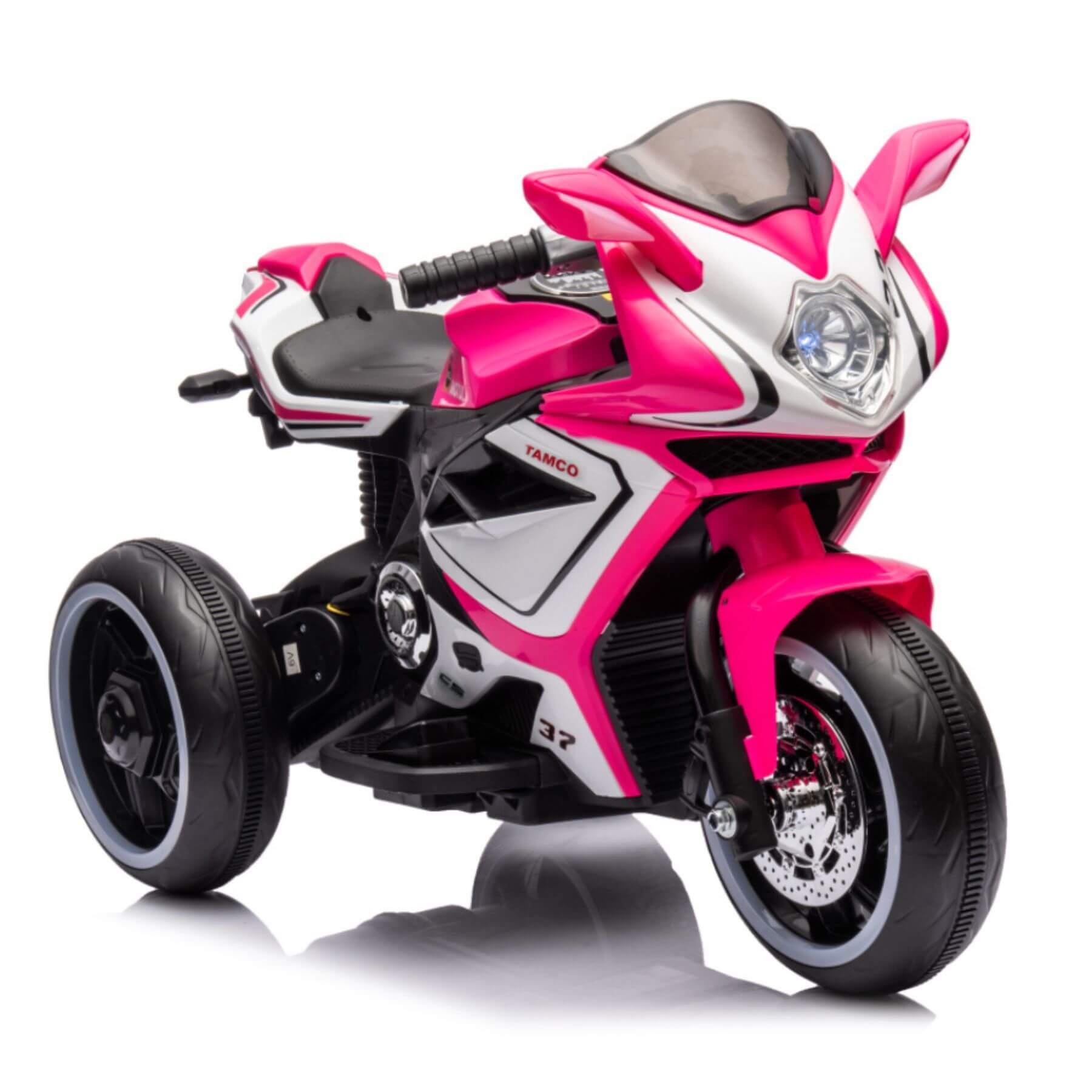 Child sitting on Tamco 6V Kids Electric Motorcycle - Pink