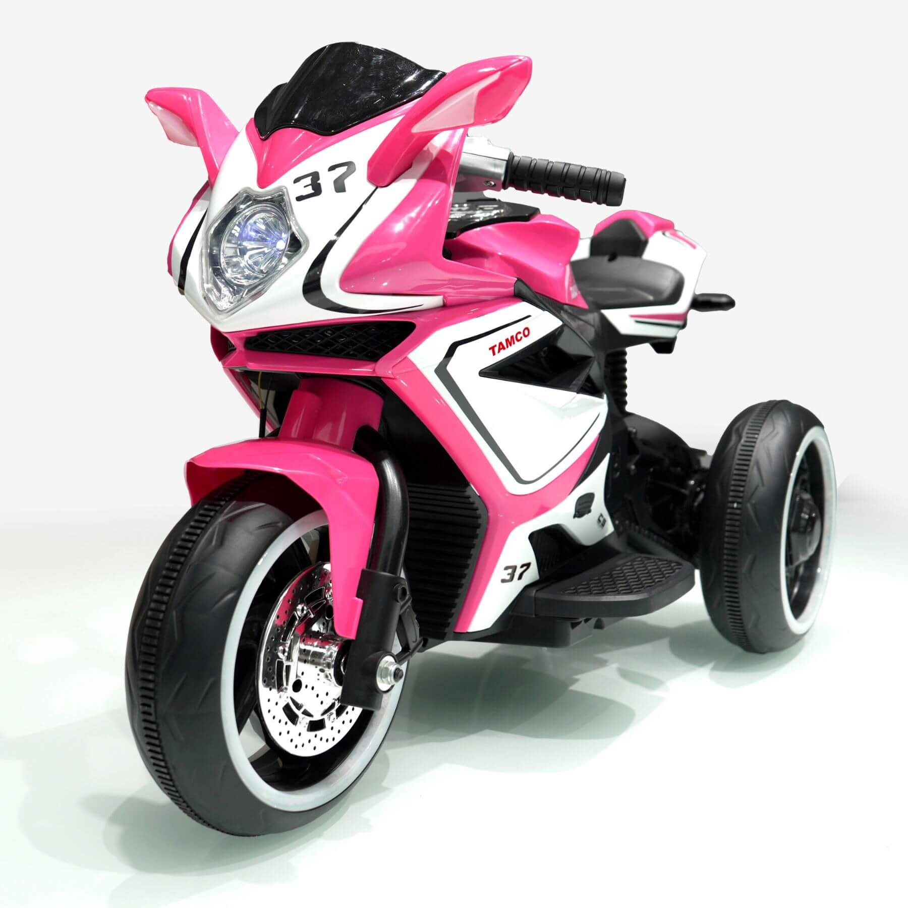 Child sitting on Tamco 6V Kids Electric Motorcycle - Pink