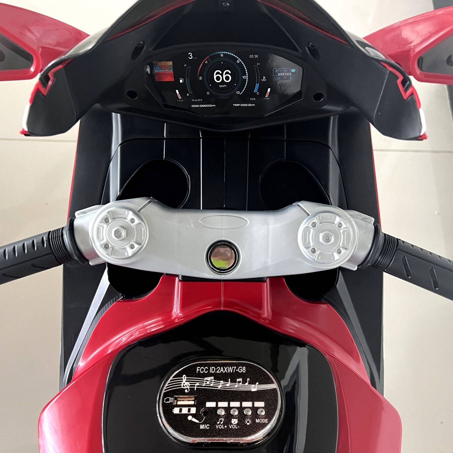 Close-up of Tamco 6V Kids Electric Motorcycle - Red