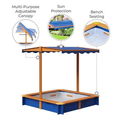 Teamson Kids 4' Square Solid Wood Sandbox