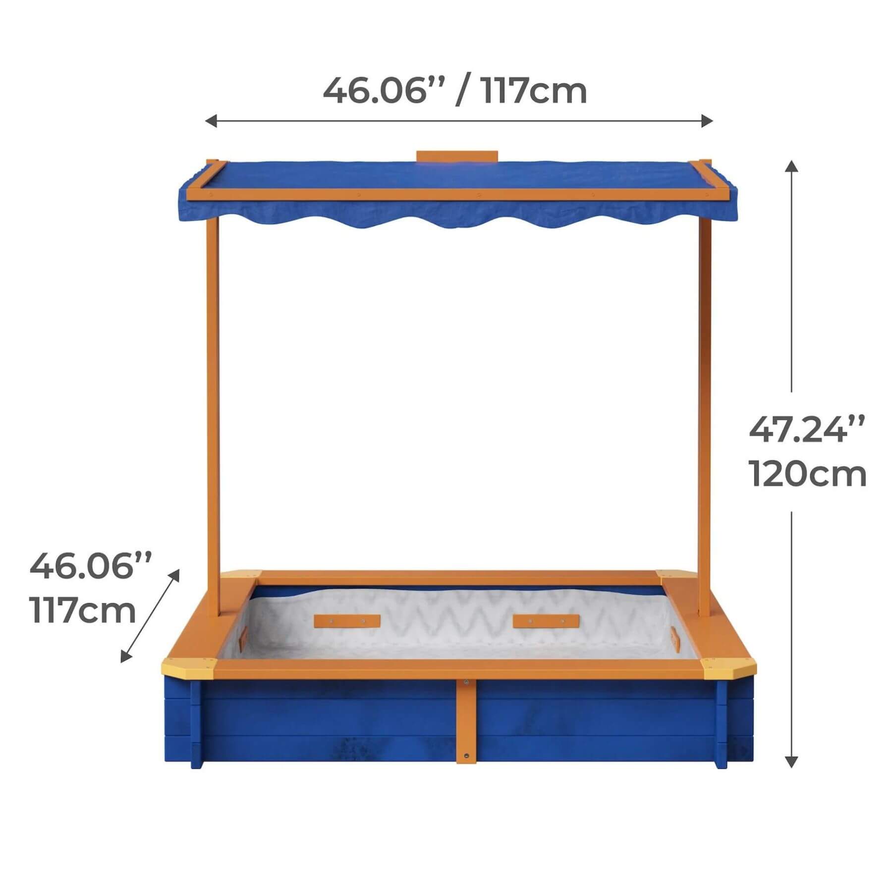 Teamson Kids 4' Square Solid Wood Sandbox
