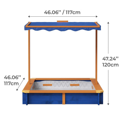 Teamson Kids 4' Square Solid Wood Sandbox