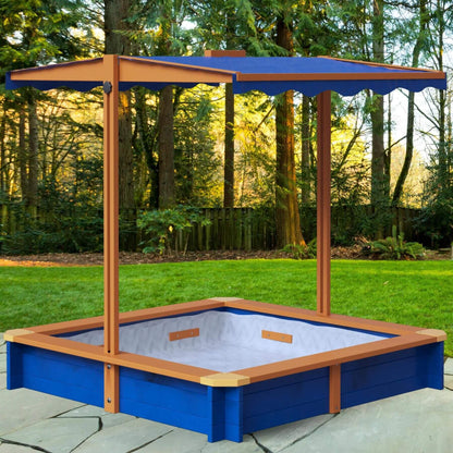 Teamson Kids 4' Square Solid Wood Sandbox