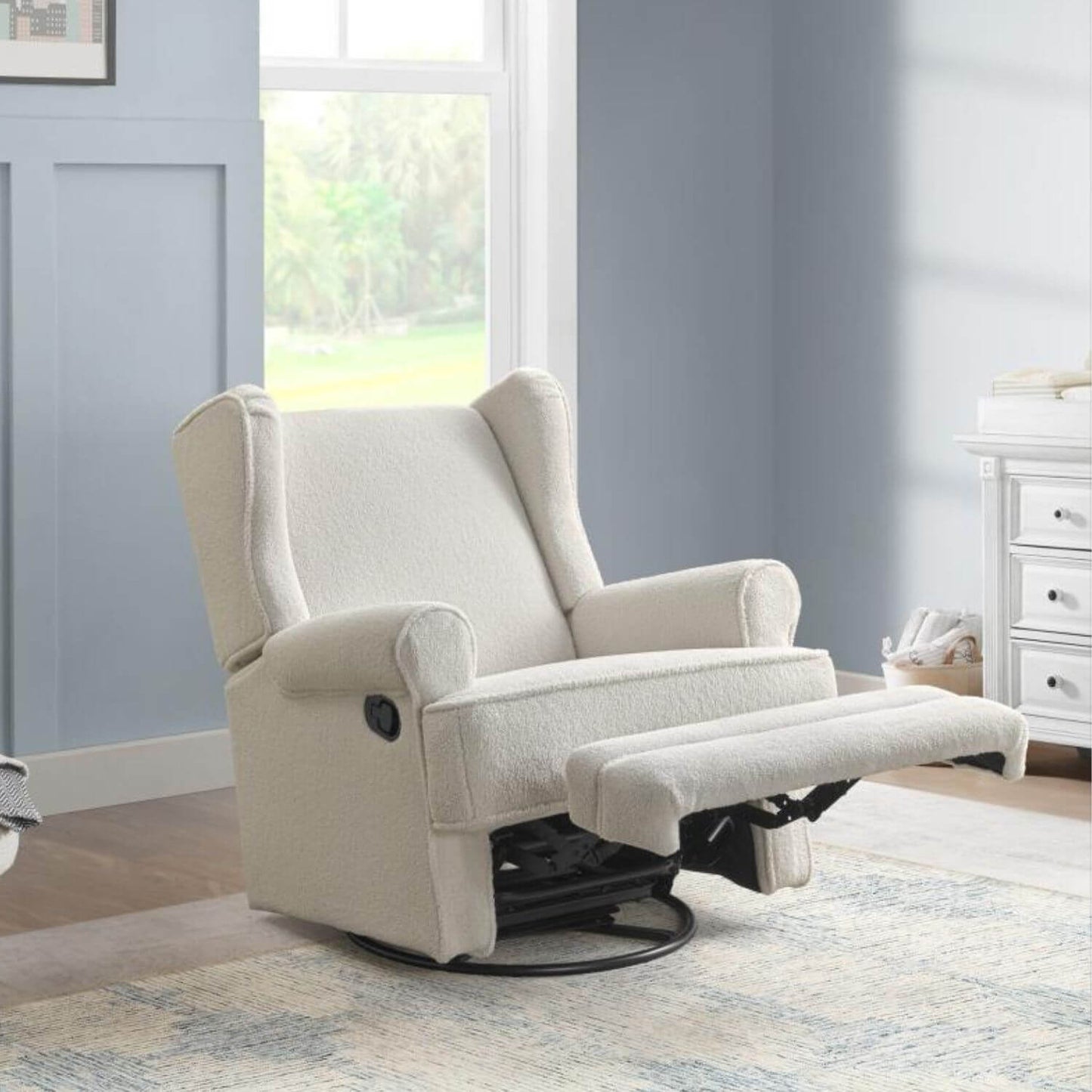 Oxford Baby Teegan Nursery Swivel Rocker Recliner Chair Boucle White - Lifestyle