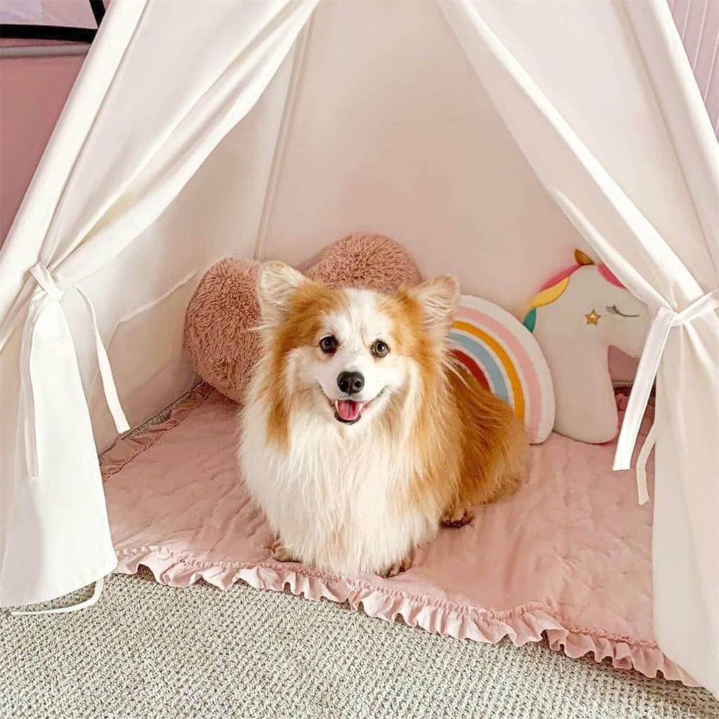 Corgi dog Inside Tiny Land® Teepee for Kids with Mat